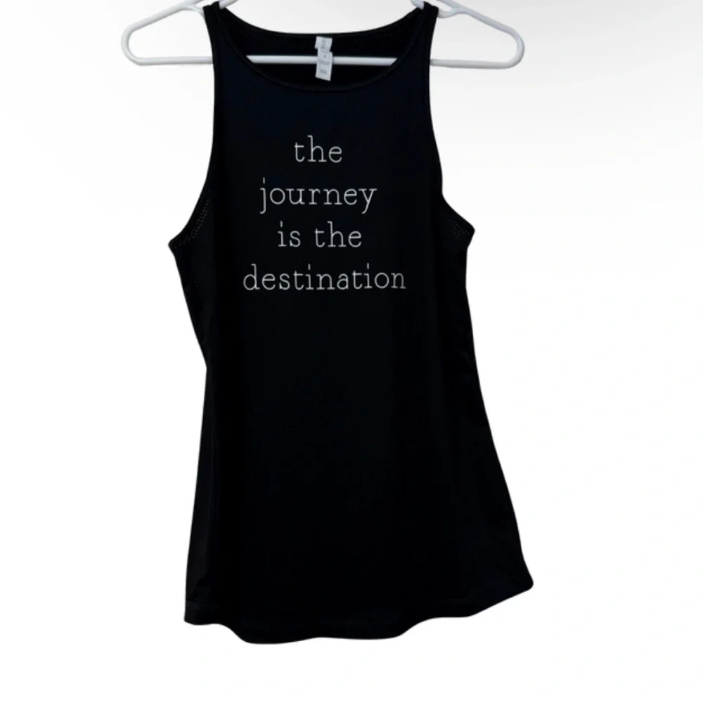 Black Sleeveless Workout Top with Inspirational‎ Quote